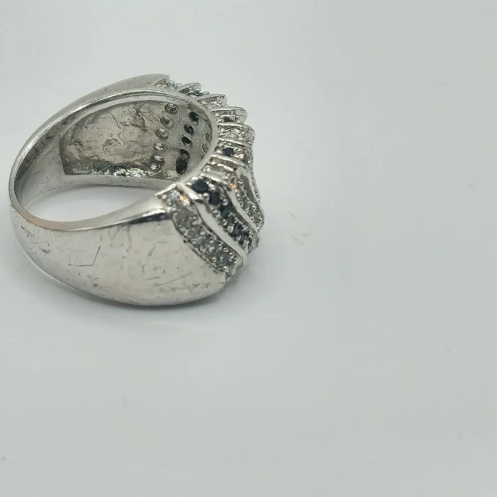 Vintage Silver black & white diamond cocktail ring